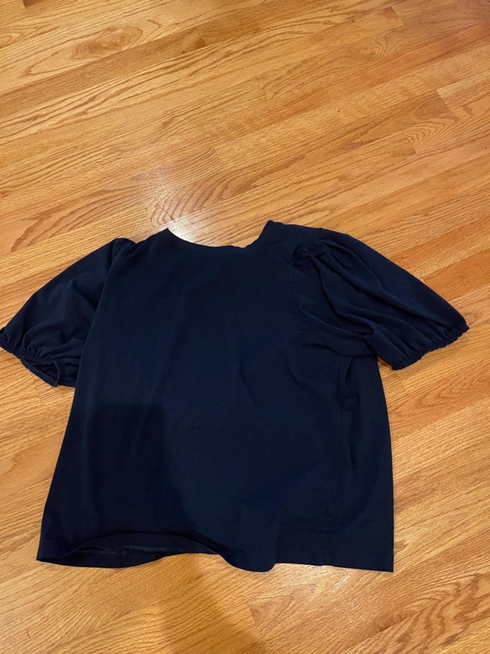 LC Lauren Conrad Navy Puff Sleeve Short Sleeve Top